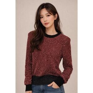 Alexander Wang Metallic Knit Sweater – Red & Black